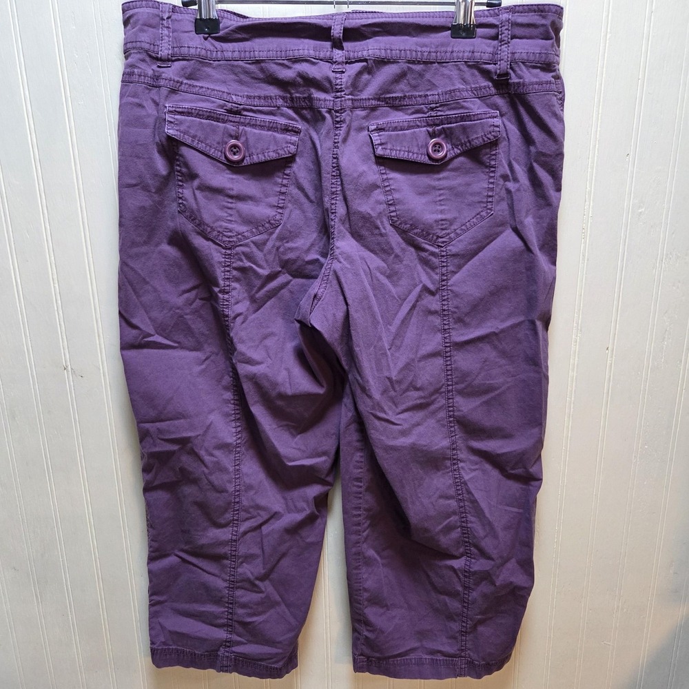 Style&co. Capri Pants Womens 12P Purple Twill Stretch Casual Button Hem Pockets - Picture 2 of 7